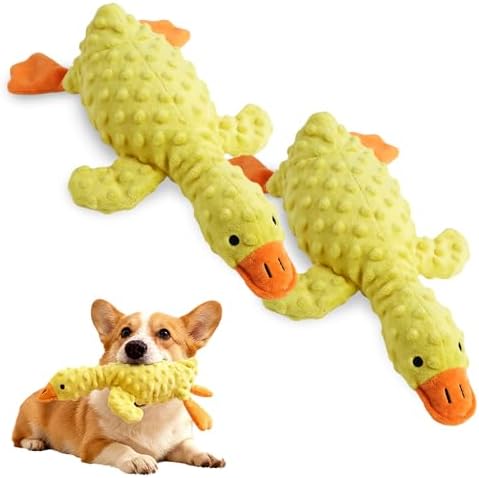 Indestructible Squeaky Dog Toy for Aggressive Chewers, Plush Teething Toy