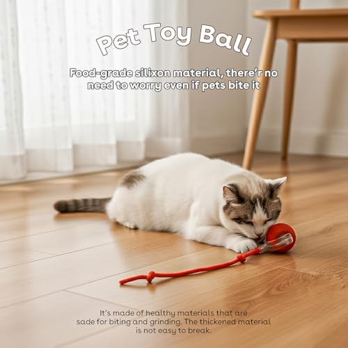 Interactive Cat Toy Ball, Automatic Intercative Cat Toys for Indoor Cats, The 3rd Generation Agile Moving Cat Ball with Elastic Mesh Tail, Toys for Indoor Adult Cats - Pack of 3 (Red, Green, Blue)