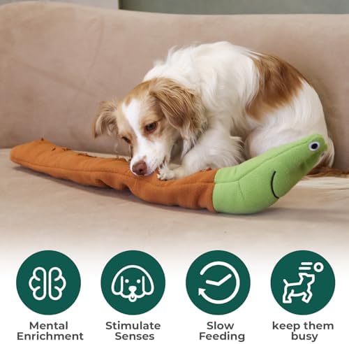 Snuffle Dogs Toys Plush Stuffed Puppy Toy with Squeaky Treat Hide for Large, Medium, Small Dogs and Puppies Slow Feeder, Machine Washable, Pet Supplies Toys for Dogs to Keep Them Busy Snail