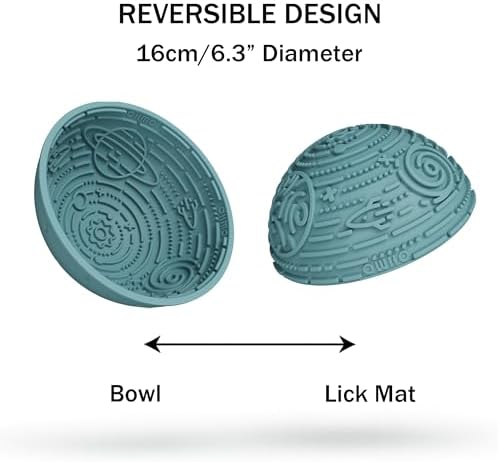 OHMO Slow Feeder Bowl & Lick Mat for Dogs, Galaxy Design, 6.3", Light Blue