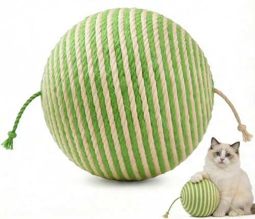4-Inch Sisal Cat Toy Balls, Cat Toys for Indoor Cats, With Crinkle Sound
