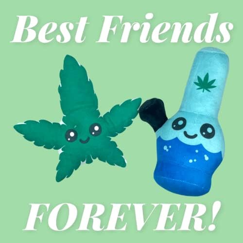 Dog Toy 2-Pack - Weed Leaf Water Pipe Dog Toys Funny Stuffed Squeaker