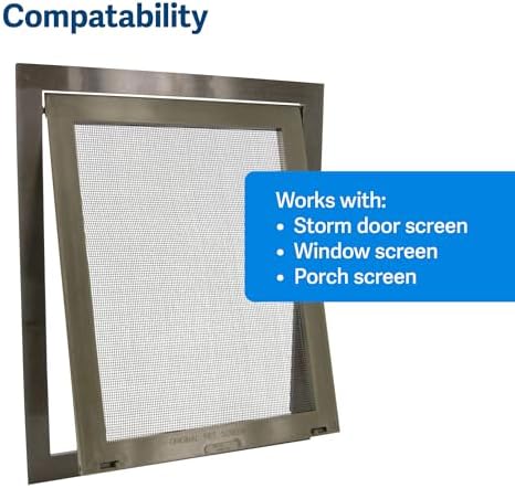 PetSafe Screen Door for Dogs & Cats, Up to 30 lb, Brown, Small | For Screen Doors or Porch Screens, Puncture-Resistant Mesh, Sliding Wind-Lock, Quick DIY Snap-in Install