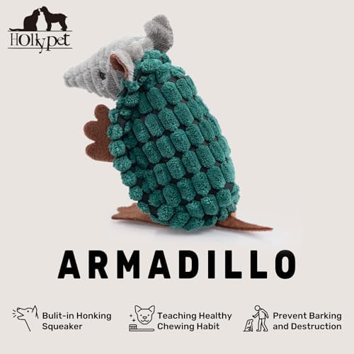 Hollypet Armadillo Squeaky Puppy Dog Toys for Small Medium Dogs, 6"