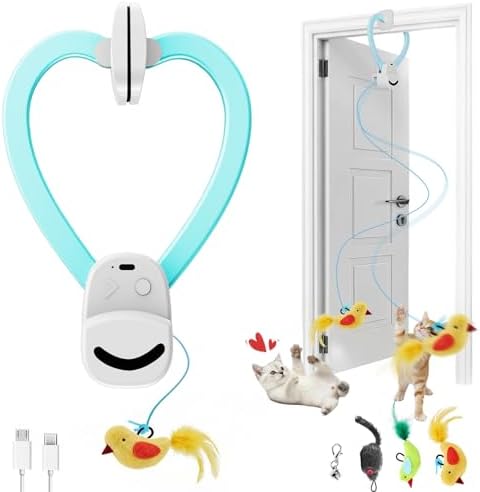 CATPICK Interactive Cat Toys for Indoor Cats Automatic Electric Flying Bird Feather Mouse Toy - Best Kitten & Adult Cat Enrichment Mouse cat Toy Hanging Electric Kitty Toys for Bored Cats