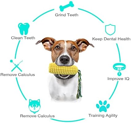 Dog Chew Toys for Aggressive Chewers Small Medium Large Breed, Interactive Corn Toys Puppy Toothbrush, Tough Teething Toy for Dogs (Yellow)