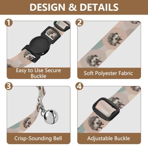 Cute Hedgehogs Kitten Collar 2 Pack for Cats Adjustable Length 10.6" to 17.1"