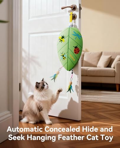 ROJECO Interactive Cat Toys,Automatic Feather & Mouse Door Hanging Cat Toys