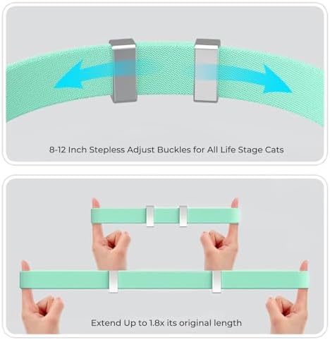 AirTag Cat Collar, Ultra Elastic Cat Tracker Collar (Green) | Compatible with Apple Air Tag Holder, Lightweight, Scratch Resistant, Stepless Adjustable Pet Tracking Collars for Cat Kitten