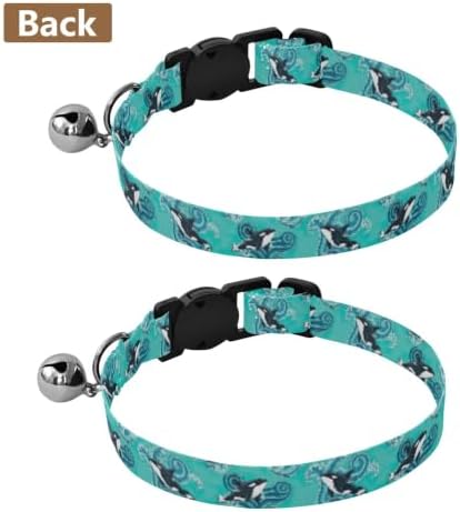 Orcas Turquoise Cat Neck Collar, 2 Pack Dog Collar with Bell