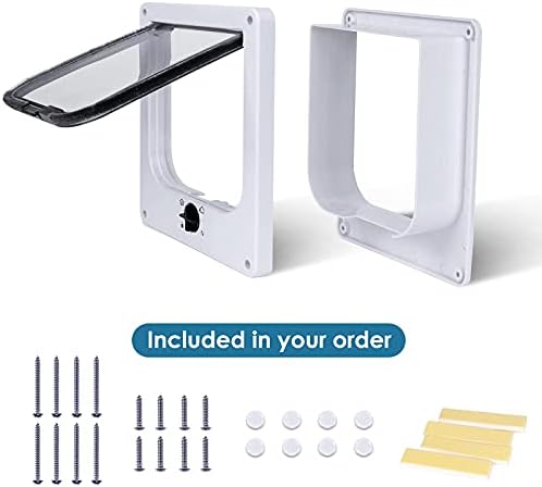 Upgraded Version - Cat Doors Flapp (for Cat up to 23.6lb), Magnetic Pet Door with 4 Way Locking for Interior Exterior Doors, Weatherproof Gate, Easy Installation