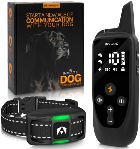 INVIROX 2026 Edition Dog Training Collar with Remote - 123 Level Shock Collar for Dogs, 1100 yd Range, Waterproof Rechargeable System with Manual Bark Control for Stubborn, Reactive Dogs