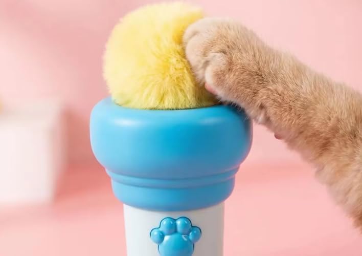 Hands-Free Electric Cat Toy Interactive Teaser Entertainment Toy for Kitten, One-Click Pop Out & Auto Retractable Cat Wand Toy with Soft Balls, Kitten Teaser Toys for Indoor Cats (Sky)
