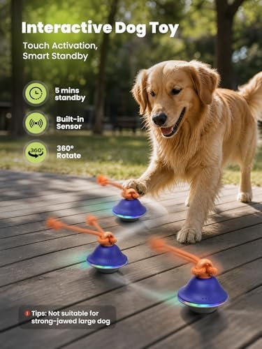 Interactive Dog Toy, 3 Play Modes Smart Moving Bouncing Dogs Ball with Rope