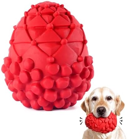 Indestructible Pinecone Squeaky Dog Chew Toys, Tough Natural Rubber Dog Toys for Aggressive Chewers, Medium and Large Breeds,(Red)