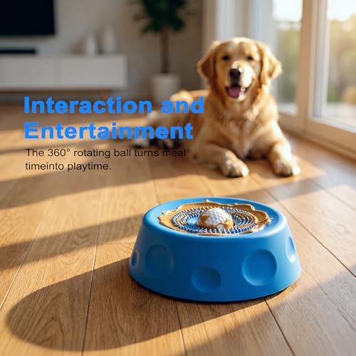 Dog Lick Bowl - Dog Enrichment Toy, Non-Slip Rolling Ball, 280ML, Blue