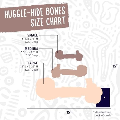 HuggleHounds Huggle-Hide Knotted Bone - Leather Dog Toys for Aggressive Chewers, Interactive for Small or Large Breeds, Tough & Durable - Leather Bone, Small