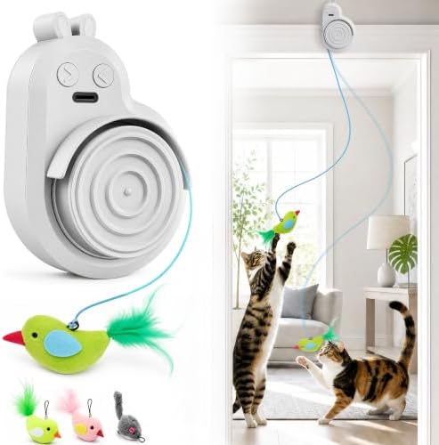Automatic Interactive Cat Toys, Door Flying Feather Bird & Mouse for Kitten