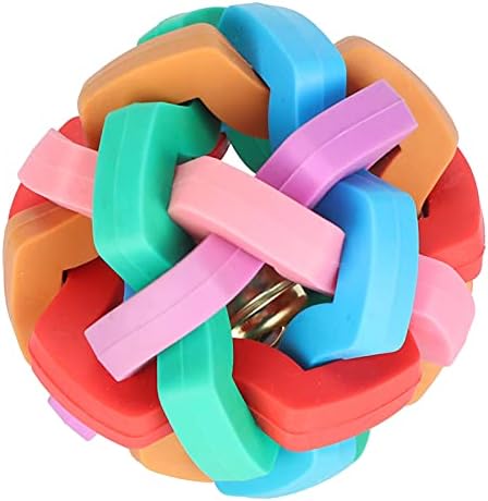 GLOGLOW Rubber Colorful Soft Ball Chewing Dog Toy with Inside Bell