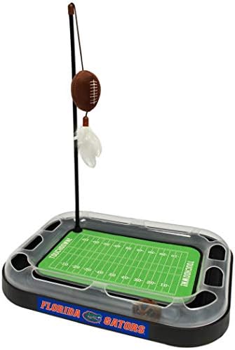 Pets First NCAA Florida Gators Reversible Football Field CAT Scratcher Toy with Catnip Filled Plush Football Toy & Feather Cat Toy, with Jingle Bell Interactive Ball Cat Chasing 6-in-1 Kitten Toy
