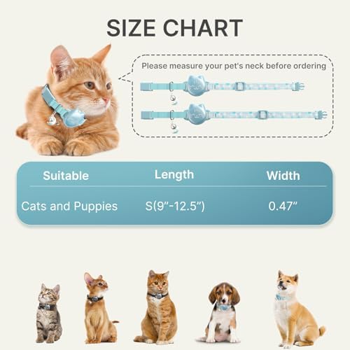 AirTag Cat Collar, Reflective Breakaway Collar, Hidden Holder with Bell | Compatible with Apple AirTag 1st & 2nd Gen, Lightweight Water-Resistant Strap for Cats, AirTag Not Included