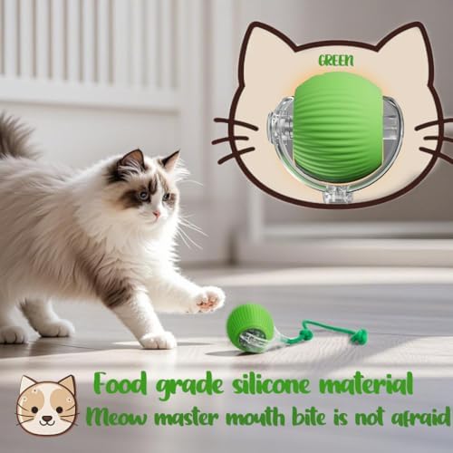 KumCinn Interactive Dog Ball for Small Medium Dogs, Automatic Self Moving Cat Toys Ball for Indoor Cats, 360° Rolling Electric Pet Ball, Fast Smart Motion Activated Toy (Red)