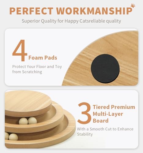 Made4Pets Cat Scratching Post for Indoor Cats with Ball Track 23.4"