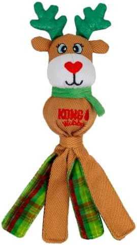 KONG Holiday Wubba Reindeer/Bear Small 2 Pack – Durable Interactive Tug & Toss Dog Toy