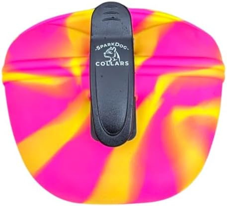 SparkDog K9 Snack Sack – Clip-On Silicone Dog Treat Pouch with Magnetic Closure, Hands-Free Training Bag for Walks, Obedience, Agility, Puppy & Dog Training Accessories (Pink Swirl)