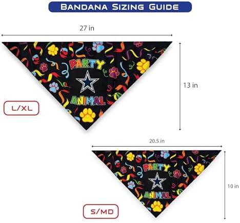 NFL Dallas Cowboys Dog Birthday Party Set 8pcs with 1 Football Bandana Large/X-Large, 1 Birthday Cake Toy & 6 B-Day Balloons, Dog Birthday Set, Costume, Fun Doggie Party Accesories