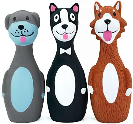 CHIWAVA 3PCS 5.7'' Squeaky Latex Short Standing Stick Toy for Small Dogs