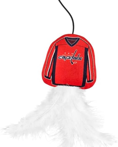 Pets First NHL Washington Capitals Team Jersey Wand with CAT NIP, Cat Toy Jersey Shaped Plush Teaser Toy for Cats & Kittens - Interactive Pet Toy for Play & Exercise