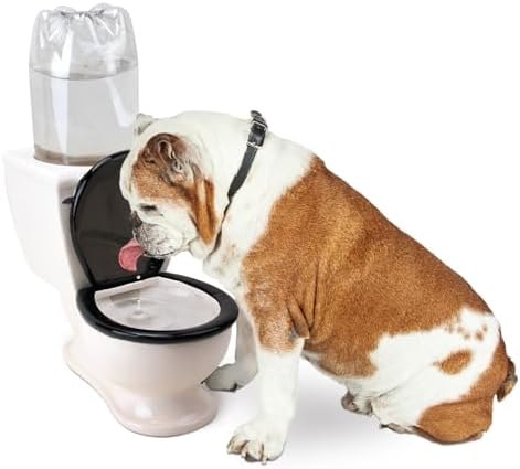 BigMouth Inc The Toilet Water Dish for Pets, Ceramic, Holds 2L Bottle, Funny Bowl for Dogs and Cats