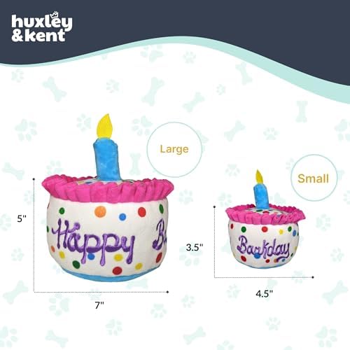 Huxley & Kent Power Plush Squeaky Dog Toy, Happy Barkday Cake, Small
