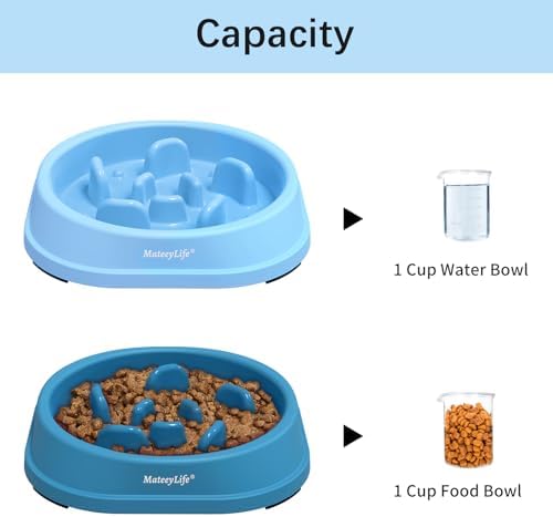 MateeyLife 2-Pack Slow Feeder Dog Bowls, 1 Cup, Dog Puzzle Feeder Bowl