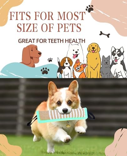 Clysoru Squeaky Tug Toy for Dogs Jute with 2 Strong Handles Lasting Training Equipment Puppy to Large Dog Interactive Toys of War Pull Indestructible Rope Pet Crinkle Teething