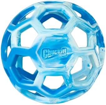 Chuckit! Holee Roller Dog Treat Puzzle Ball, Medium (2.5"), Blue – Interactive Treat & Chew Puzzle Toy for Dogs 20–60 lb – Durable Rubber Fetch Ball for Mental Stimulation – Pack of 1