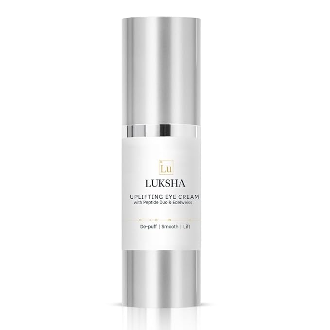 Luksha Uplifting Eye Cream with Expression-Smoothing Peptide Duo & Edelweiss Extract, Fragrance-Free, 15 ml Airless Pump