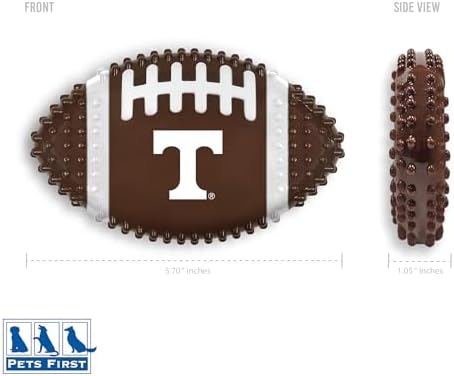 NCAA Tennessee Volunteers Mega-Chew Hard Nylon Bacon-flavored Dog Bone Football Chew Toy. Interactive Tasty & Fun Dog Chew Toy. Indestructible Strong Durable Tough Dog Toys for Aggressive Chewers
