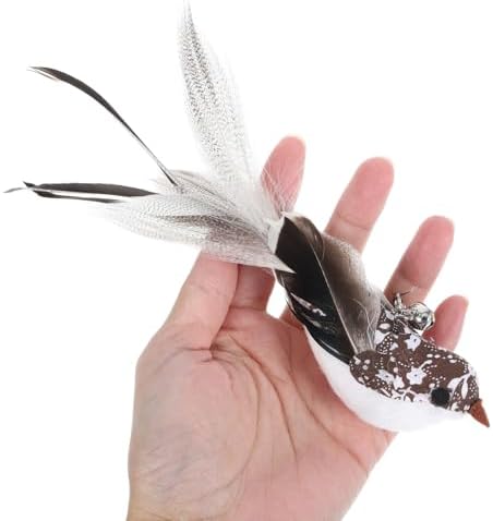 Toddmomy Cat Plumage Replacement Attachment with Long-Tailed Songbird Plumage Head Interactive Cat Wand Refill Pet Accessory and Exercise