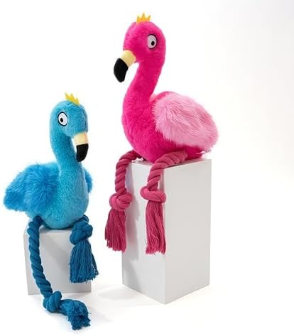 Flamingo Dog Toy, Squeaky Plush Rope Toy for Tug and Play