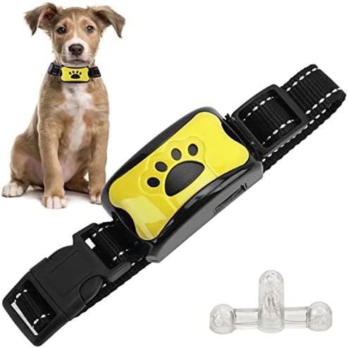 Anti Dog Bark Collar, Dog Barking Collar, USB Rechargeable Vibration Intelligent Recognition Training Collar 7 Sensitivity (Lemon Yellow)
