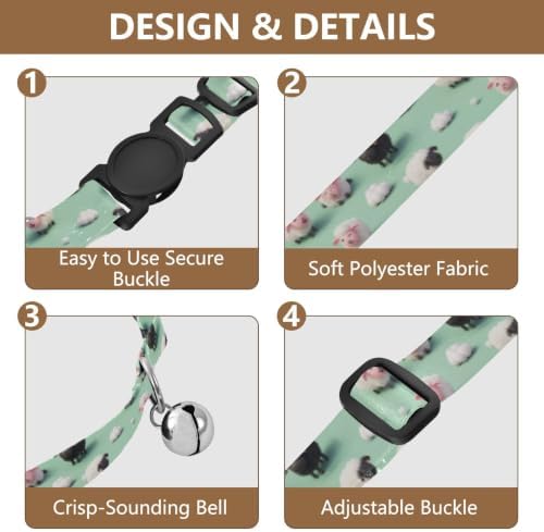 Cute Cartoon Sheep Cat Collar 2 Pack Collars for Puppies Adjustable 10.6 to 17.1 Inches