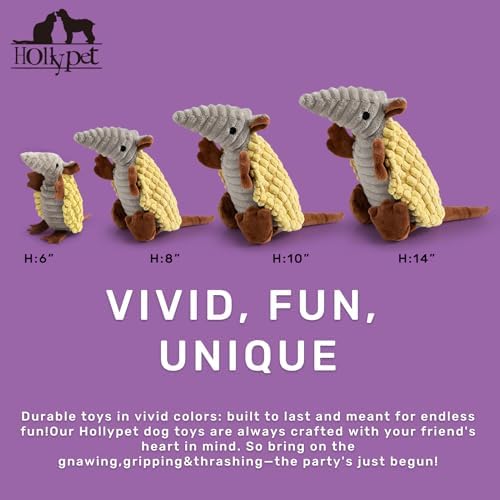 Hollypet Armadillo Squeaky Puppy Dog Toys for Small Medium Dogs, 8"