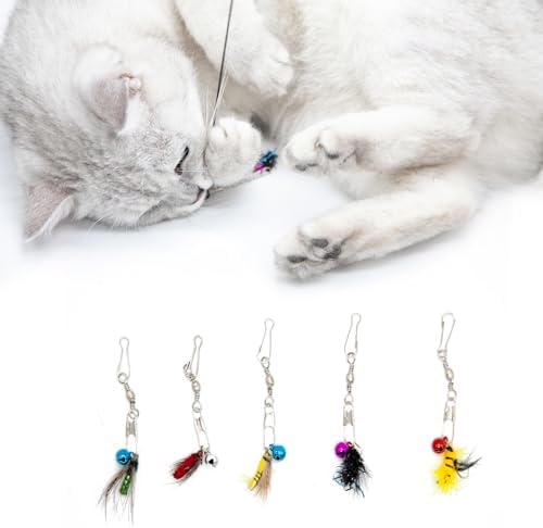 Insect Cat Toy Set with Bells for Cat Teaser, Ultra-Realistic Bug Toy Refills for Wand Toys, Interactive Toys Ideal for Kitten Enrichment Exercise & Mental Stimulation (5 PCS)