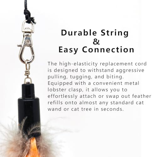 miwoowim 7PCS Cat Wand Refills, 6 Natural Feathers & Replacement String