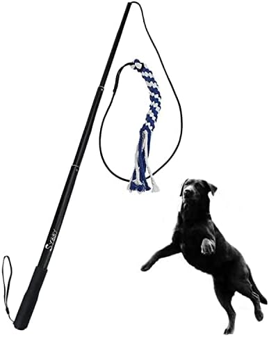 Flirt Pole for Dogs, Interactive Teaser Wand with Fleece Rope Toy