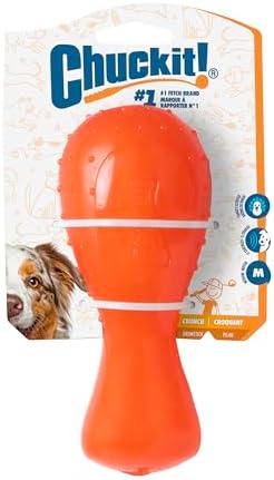 Chuckit! Bones Crunch Drumstick Treat Puzzle Dog Toy, Medium, Orange – Turkey‑Scented Drumstick‑Shaped Chew & Treat Puzzle Toy for Dogs 20–50 lb – Crunch Sound & Treat Stuffing– Pack of 1