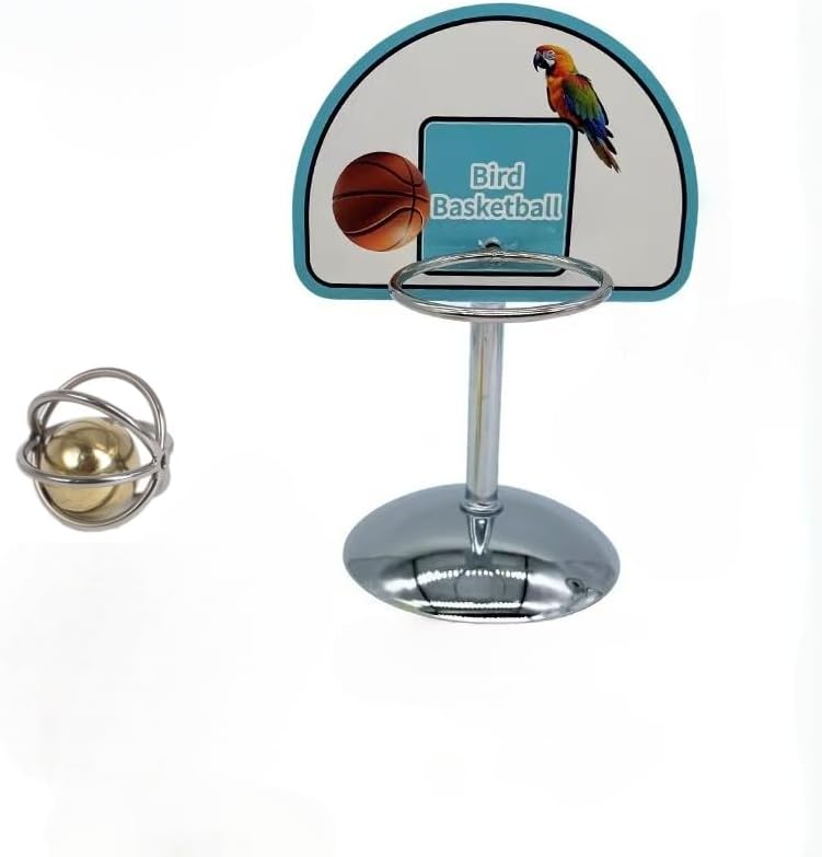 Fosrion Parrot Basketball Hoop Toy Set - Training Hoop with 1 Bird Balls for Medium and Large Parrots (Large)