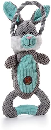 Charming Pet Scrunch Bunch Bunny Interactive Plush Squeaky Dog Tug Toy